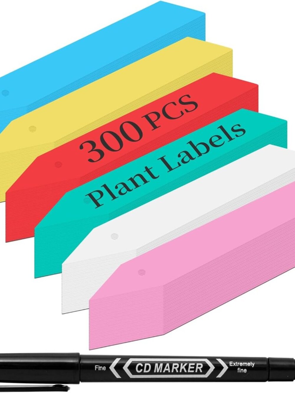 300Pcs 4" Plant Labels with Marker Pen, Waterproof Plastic Plant Tags for Outdoo